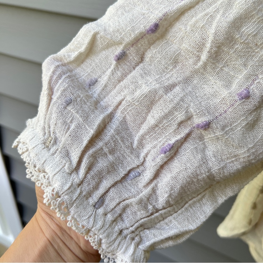 Democracy Crochet Detail Blouse Plus Size 2X Split V-Neck Braided Tie Front Boho - Picture 5 of 16